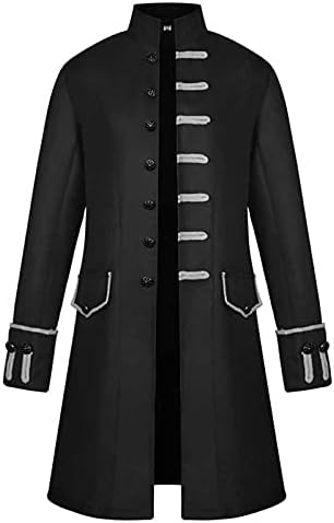 WENKOMG1 Cadılar Bayramı Kostüm Erkekler İçin, karayip Korsan Tarzı Ceket Cosplay Kostüm Ortaçağ Kaptan Roleplay Ceket