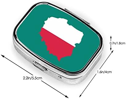 2018 Polonya Bayrağı ve Harita Kare Mini Hap Kutusu Seyahat Tıp Bölmeleri Organizatör Taşınabilir Metal Hap Durumda