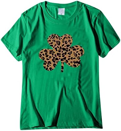 Aziz patrick Günü Gömlek Kadınlar için Yonca Baskı Üstleri O Boyun Shamrock Tees Tişörtleri Gevşek Kısa Kollu Bluz Gömlek