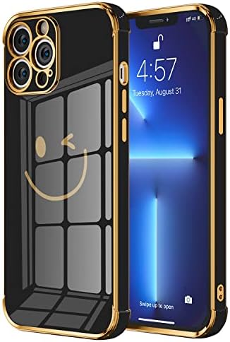 niufoey iPhone 13 Pro Max Kılıf için Tasarlandı Sevimli, Lüks Kaplama Gülümseme Yüz Telefon Kılıfı, Yumuşak TPU Darbeye Dayanıklı