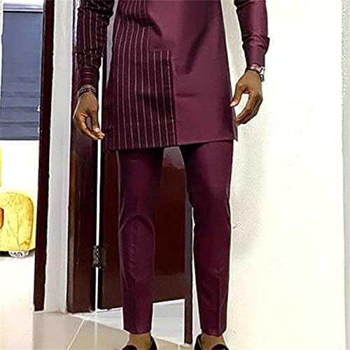 Erkek Afrika Resmi Giyim Seti Dashiki Gömlek ve Pantolon İki Adet Takım Elbise Geleneksel Uzun Kollu Kıyafetler Eşofman