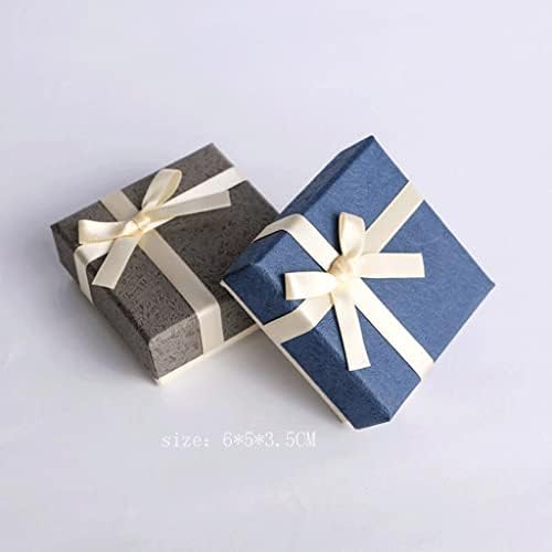 TJLSS Güzel İlmek Kare mücevher Kutusu Karton hediye paketi Kutusu Mavi Gri Küpe Kolye Yüzük Ekran Ambalaj 5 kutu/torba (Renk: