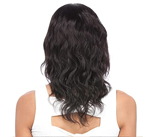 Bu Bir Peruk İşlenmemiş Brezilyalı Remy insan saçı peruk HH Vücut Dalga 16 (DOĞAL SİYAH)