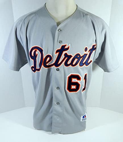 Detroit Tigers 61 Oyun Kullanılmış Gri Forma İsim Plakası kaldırıldı DP12697 - Oyun Kullanılmış MLB Formaları