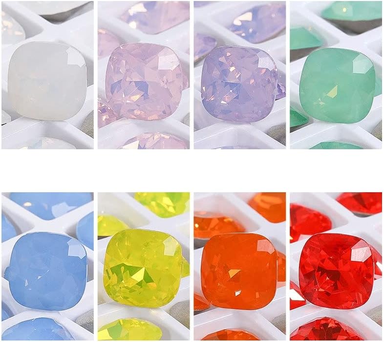 8mm Opal Kare Köşe Şekiller K9 Kristal Pointback Kristal Tırnak Taklidi Taşlar DIY 3D Nail Art Süslemeleri Konfeksiyon Mücevher-