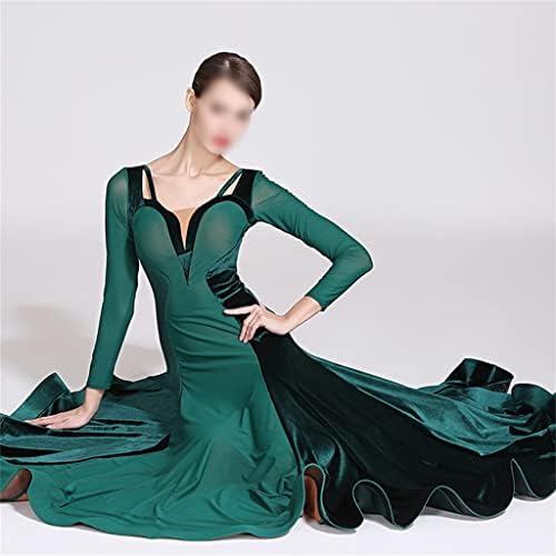 JKUYWX Vintage Kadın Balo Salonu Dans Yarışması Elbise Dans Vals Elbiseler Standart Kadife Dans Elbise (Renk: D, Boyutu: