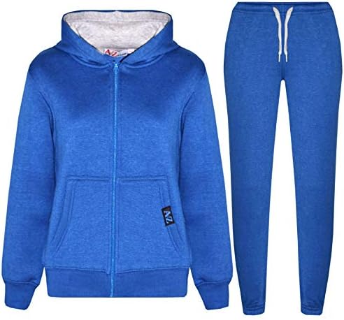 A2Z 4 Çocuk Düz Eşofman Kraliyet Mavi ve Gri Kontrast Hoodie Joggers koşu pantolonları Giyim Seti Unisex Kız Erkek