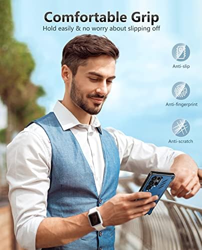 Samsung Galaxy S23 Ultra Kılıf için FNTCASE: Dahili Ekran Koruyucu ve Kickstand, Ekstra Ön Çerçeve, Tam Vücut Çift Katmanlı