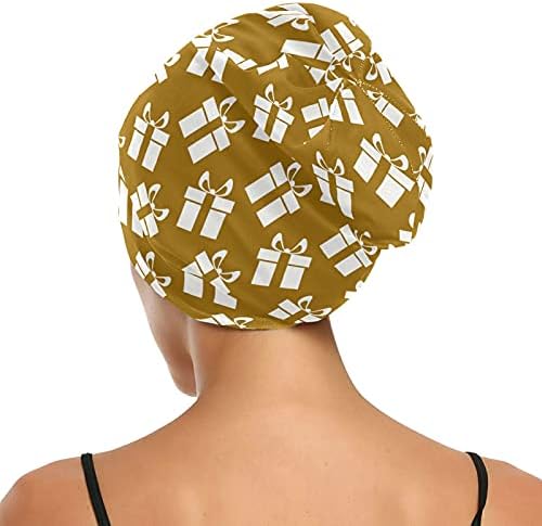 Kafatası Kap Uyku Kap Çalışma Şapka Bonnet Beanies Kadınlar için Kahverengi Hediye Noel Yeni Yıl Kış Uyku Kap Çalışma Şapka