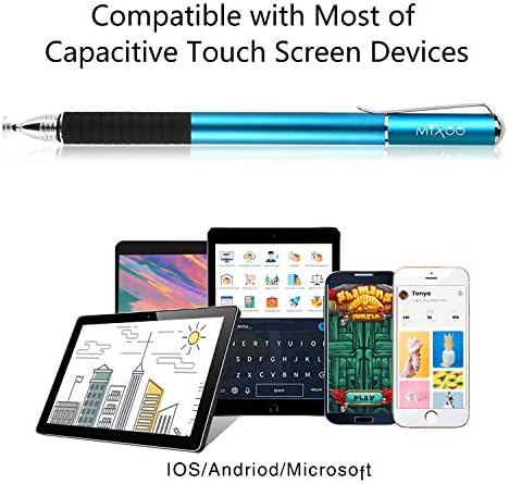Kapasitif Dokunmatik Ekranlı Cihazlar için Değiştirilebilir Uçlu Mıxoo 2'si 1 Arada Hassas Disk ve Fiber Kalem (Siyah / Mavi)
