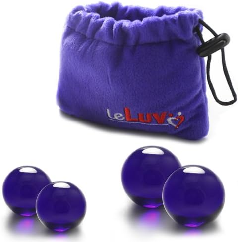 LeLuv Cam Topları Klasik Kegel Egzersiz Küçük ve Orta Kobalt Mavi Çift Paketi ile Premium Yastıklı Kılıfı