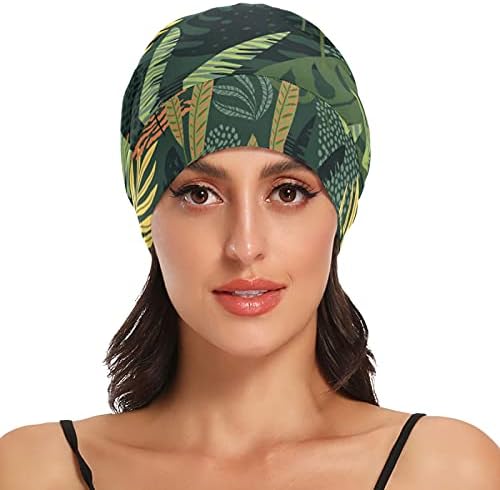 Bir Tohum İş Kap Uyku Şapka Bonnet Beanies Tropikal palmiye Yaprakları Ülke Bahçe Kadınlar için Saç Şapkalar Gece Şal