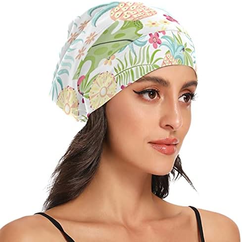 Bir Tohum İş Kap Uyku Şapka Bonnet Beanies Tropikal Yaz Yaprakları Ananas Kadınlar için Saç Şapkalar Gece Şal
