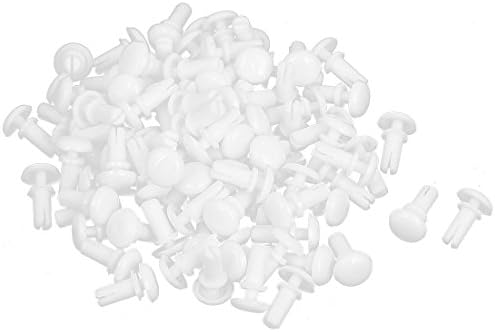 Aexit 100 Adet Naylon Güç Sabitleme Aracı Parçaları ve Aksesuarları İtme Klipleri Perçin Raptiye Beyaz 4.0-5.0 mm Nailer
