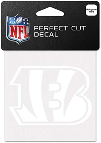 NFL Cincinnati Bengals 4x4 Mükemmel Kesim Beyaz Çıkartma, Bir Boyut, Takım Rengi