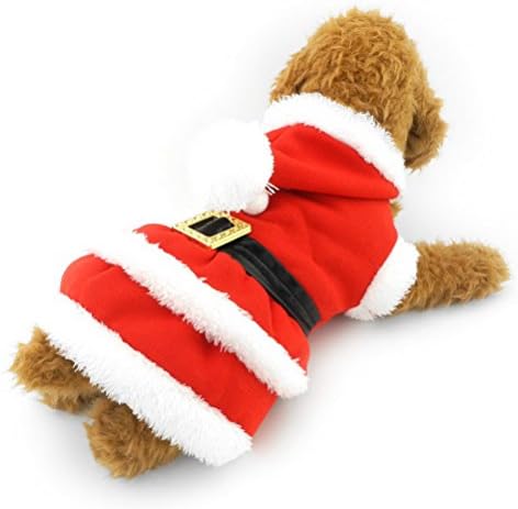 ZUNEA Kapşonlu Köpek Santa Takım Elbise, küçük Köpek Noel Kostüm Pet Noel Kazak Polar Hoodie Doggy Kış Ceket Ceket Elbise